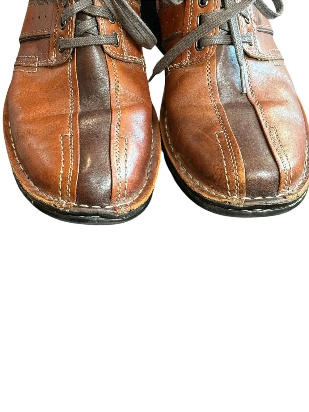 Clarks Touareg Leather Casual Oxford Shoes Brown Two-Tone 9.5 M Comfort Laves
